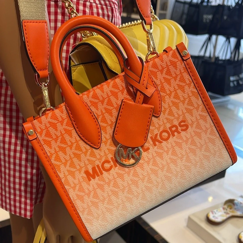 Michael Kors Mirella Extra-Small Ombré Logo Crossbody Shopper XBODY 
Poppy 
NWT - Picture 7 of 16